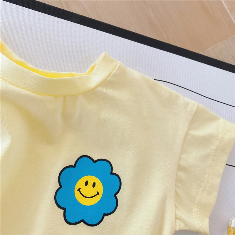 2021 Naujas vasaros kūdikių, mergaičių, berniukų drabužiai nustatyti medvilnės Veiduką trumpas rankovės marškinėliai ir laisvi šortai bamblys kostiumai vaikams