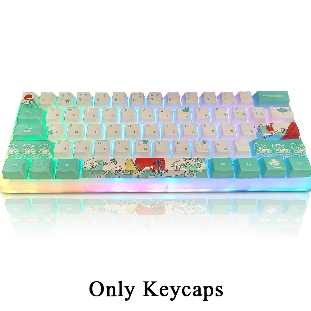 71 Klavišus Bžūp rusijos Keycaps Mechaninės Klaviatūros Koralų Jūros PBT Dye Sub OEM Profilis Keycap Cherry MX Jungikliai Keycaps Rinkinys