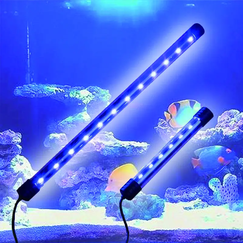ES Plug Akvariumas Šviesos Žuvų Bakas Vandeniui LED Šviesos ir Mėlynos spalvos Nardymo Lempos Baras 17cm Vandens Baltas Liuminescencinės Panardinami