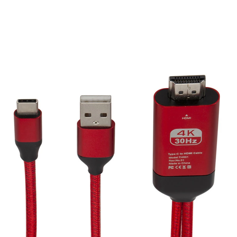 Tipas-C USB-C-HDMI M/Įkrovimo Kabelį Telefoną Prie TV HDCP 2.2 4K30Hz Aukštos Vaizdo Rezoliucijos 