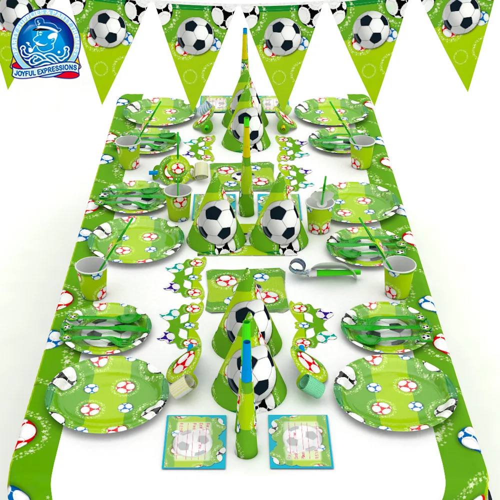Grupė Tiekia Gimtadienio Futbolo Temą Šalies Vaikų Gimtadienio Dekoracija Vaikų Šalis Vienkartiniai Popieriniai Puodeliai Šalis