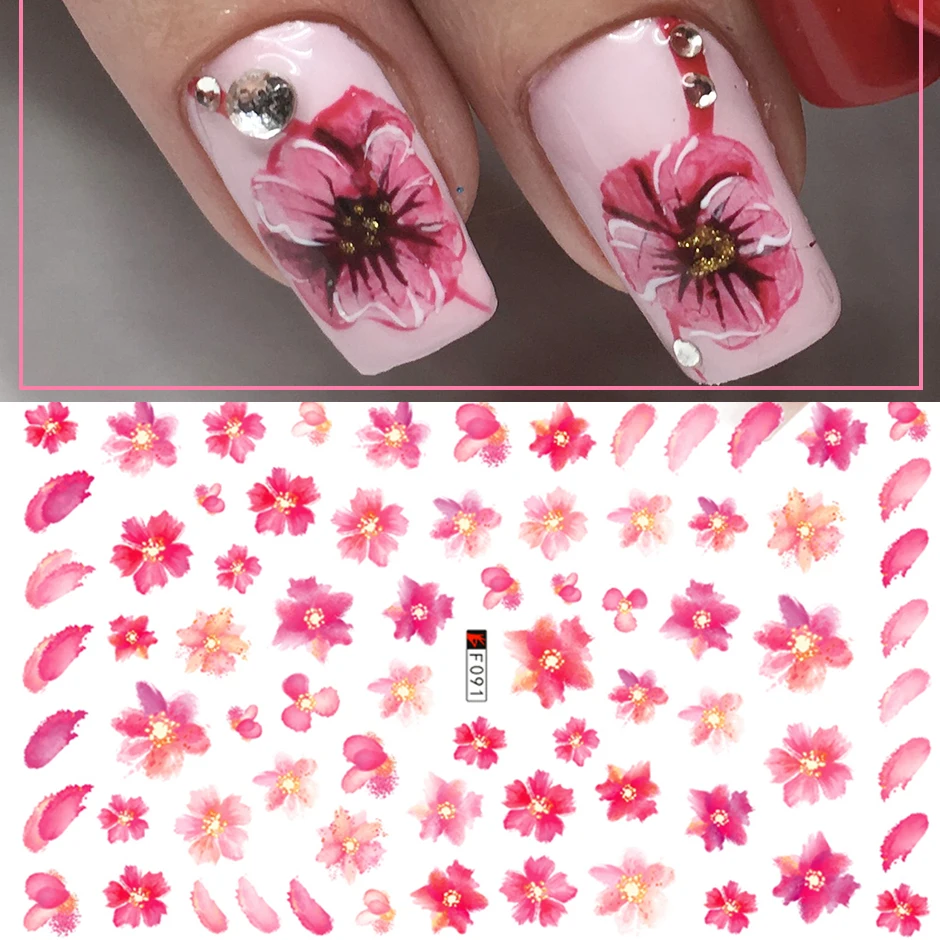 1pcs Sakura Nagų Dailės Cherry Blossom 3D Pink Gėlių Lipdukai Nagams Paprastas Mielas Dizainas Klijais, Manikiūro Lipdukai GLF091-F669