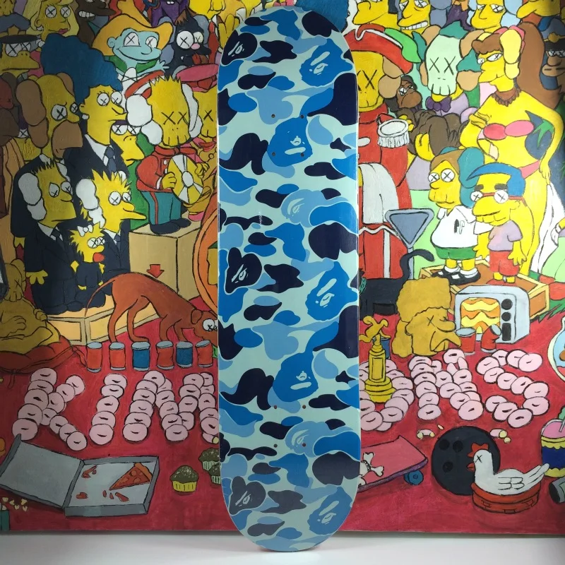 Mėlyna Skateboard Deck 7 sluoksnių Klevo Spalvos Ape Galvos Madinga Apdailos Maudymosi Denio Ape Skate Board MonkeyPictures