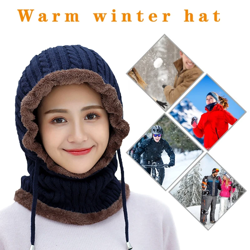 3 1. Unisex Žiemos Megzti Beanie Skrybėlių Moterų Šiltas Vilnos Pamušalas Kepurė Šalikas Naujas