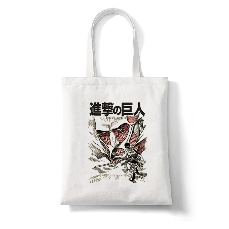 Japonų Anime Levi Ataka Titan Tote Maišą, Shopper Bags Shingeki No Kyojin Pirkinių Krepšys Pečių Maišą Drobės Rankinėje Daugkartinio Naudojimo
