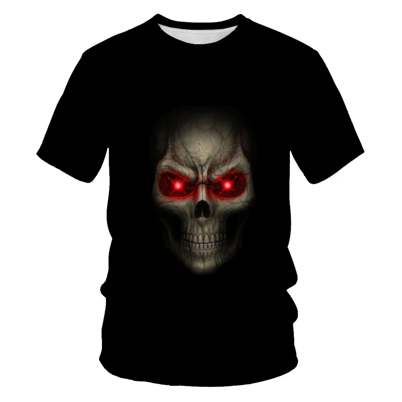2021 naujas 3D spausdinimo poveikis vyriški t-shirt siaubo kaukolė trumparankoviai 3D apvalios kaklo siaubo kaukolė marškinėliai vyrų/moterų marškinėliai