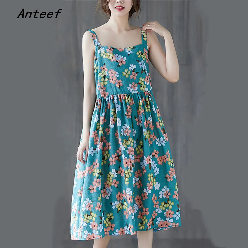Dirželis medvilnės skalbiniai derliaus gėlių suknelės moterims atsitiktinis palaidų vasaros suknelė elegantiškas drabužius 2021 ponios sundress