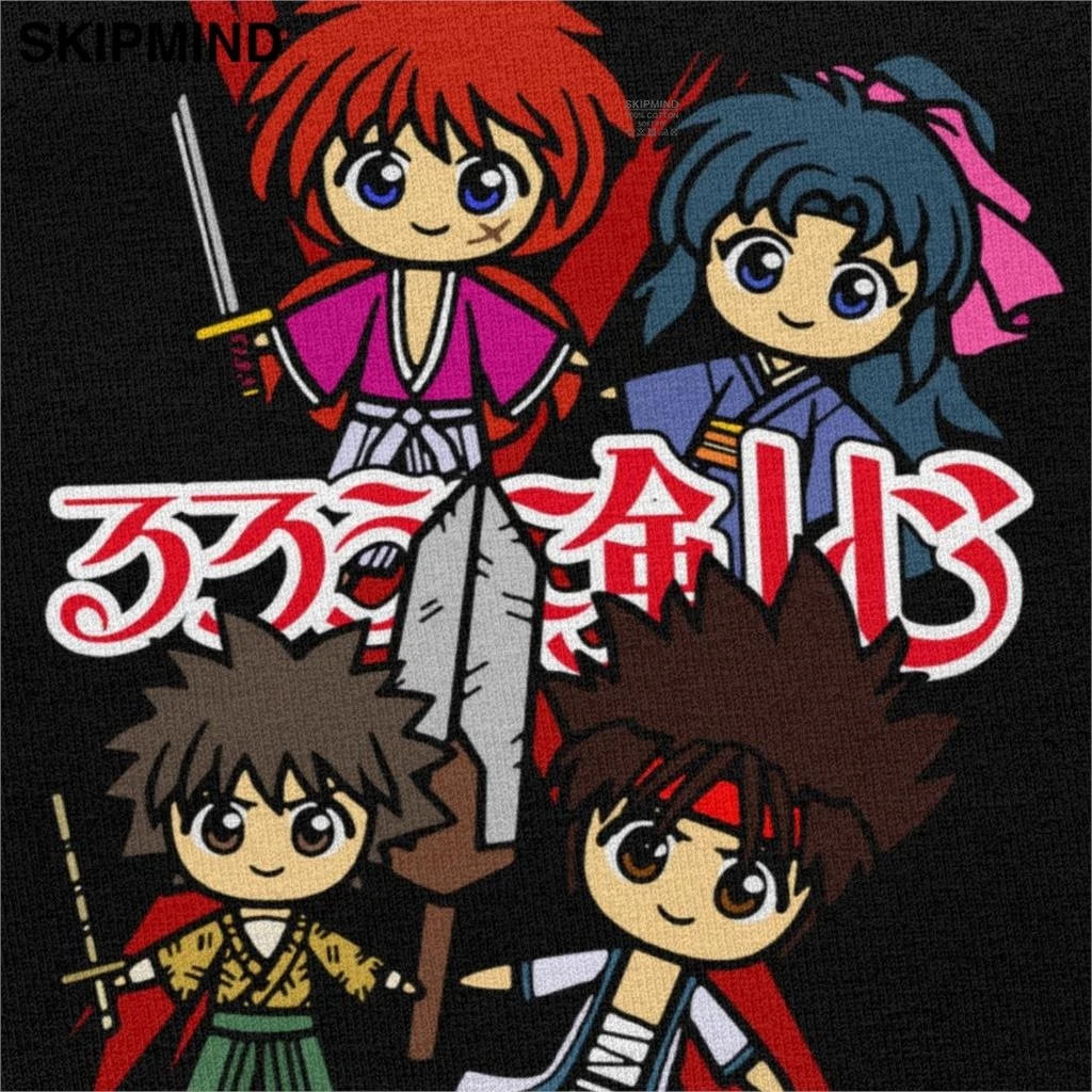 Kawaii Rurouni Kenshin Tee Viršūnes Vyrams trumpomis Rankovėmis, Anime, Manga Meidži pėstininkas su kardu Samurai X T Marškinėliai, Medvilnės marškinėliai Drabužių Dovana
