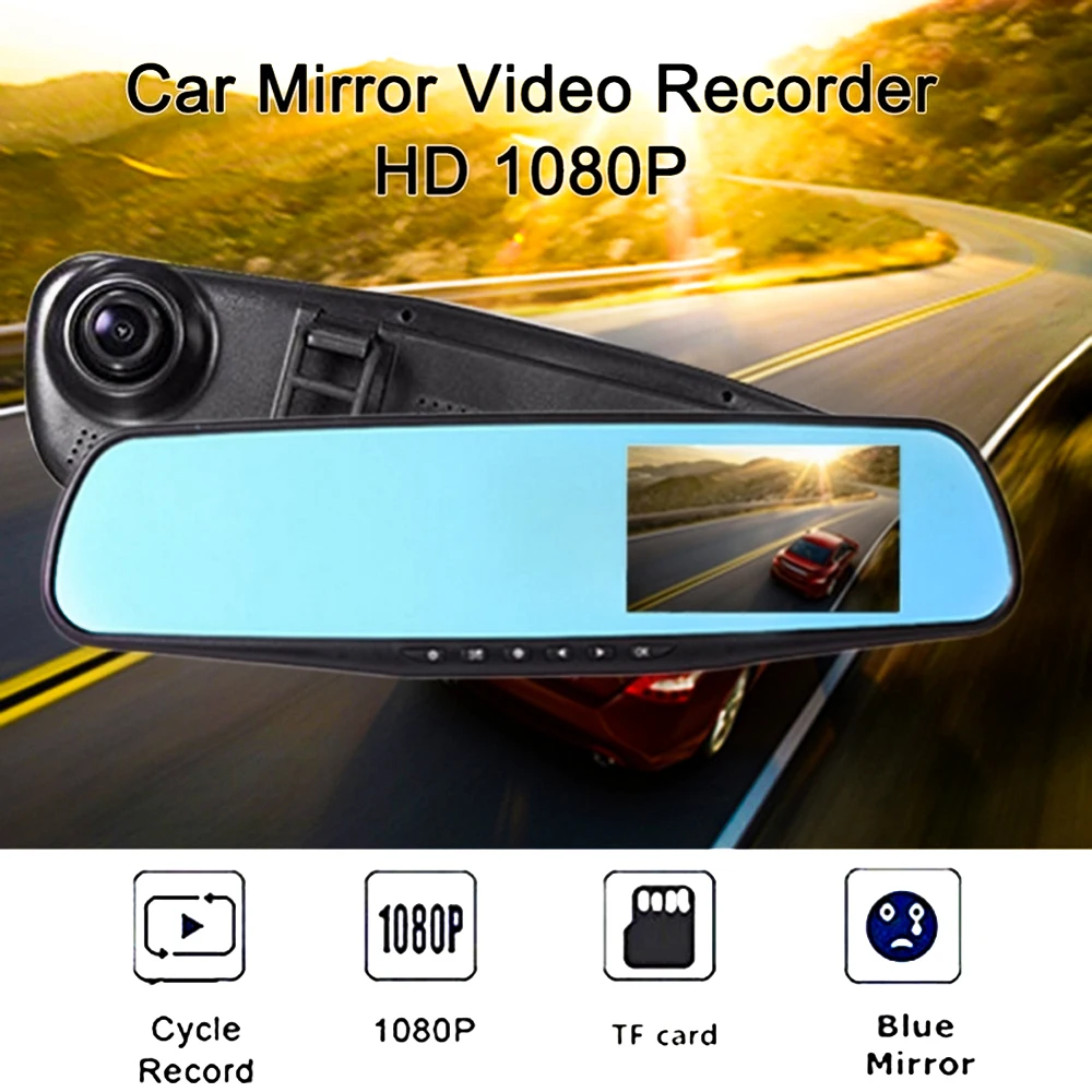 Automobilių DVR Dual Lens Car Kamera Full Hd 1080p Vaizdo įrašymo Kamera Automobilio apverstas Vaizdas su Dvigubo Objektyvo Brūkšnys, Kamera, Automobilio Kamera Veidrodis
