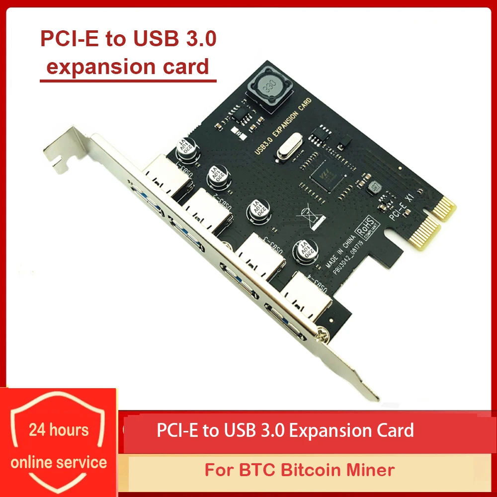 USB 3.0 PCI-E Išplėtimo Plokštę 4 Prievadai USB 3.0 Hub Adapteris Controller PCI Express Extender Adapterio plokštę, Skirtą Staliniams kompiuteriams BTC ETH