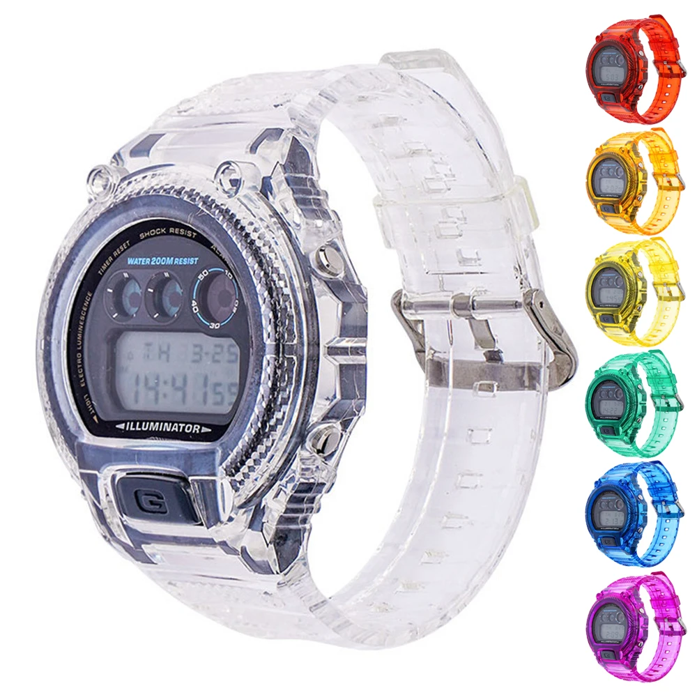 TPU Dervos Atveju Watchband už Casio G-Shock DW-6900 Pertvarkyti Pakeitimo Skaidrus Žiūrėti Dirželis Band Apyrankę Priedai dw 6900