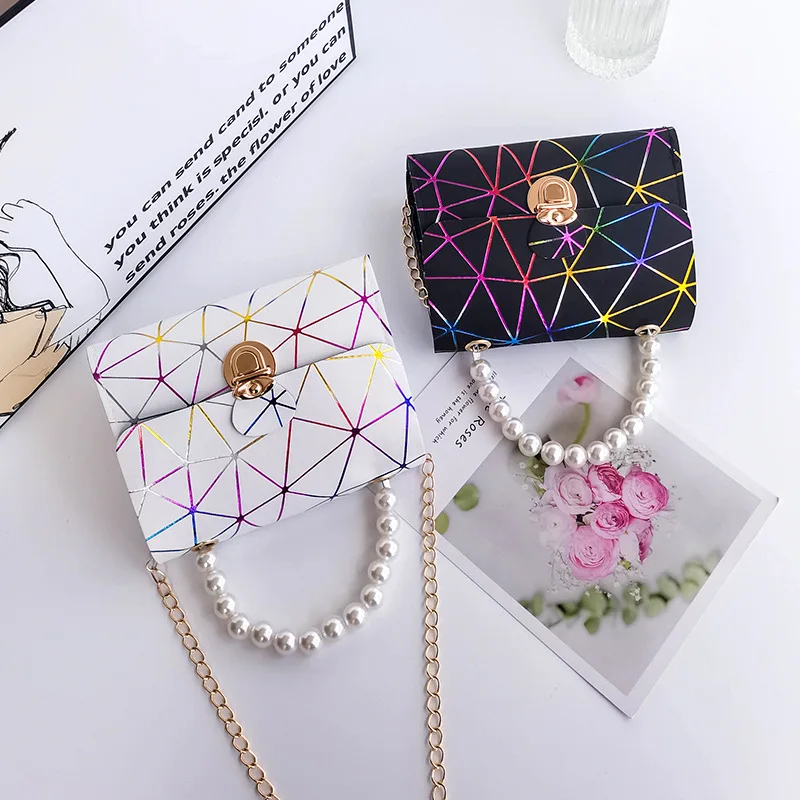 Mados Perlų nešiojamosios Rankinės ir Piniginės Mini Pečių Maišą Moterų PU Odos Crossbody Dizaineris Bolsa Feminina Mažas kvadratas krepšys