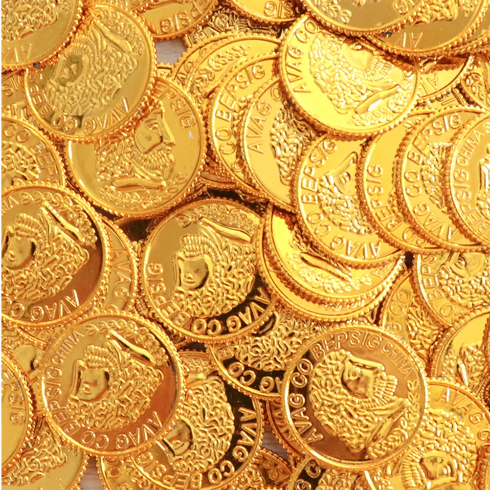 100vnt Piratai Aukso Monetas, Plastiko, Aukso Monetas, Rekvizitai Žaidimas Accessary Juokinga Žaisti Žaislai Vaikams, Vaikams, Kelionės Aukso Piratų Rekvizitai