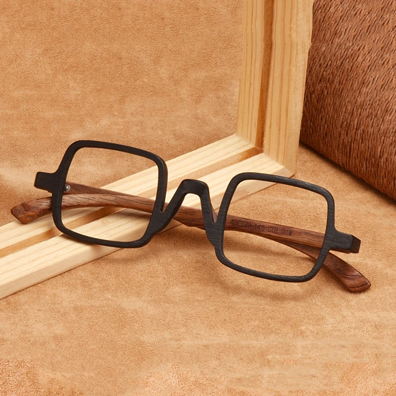 Retro Vyrų natūralaus Medžio Akinius Rėmo Aikštėje, Moterų, Prabangos Prekės Recepto Trumparegystė Optiniai Akinių Rėmeliai Mažas Skaitymo akiniai