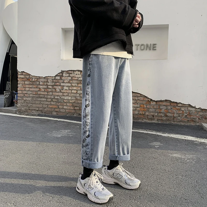 2021 naujas ins jeans vyriški tendencija išvaizdus, universalus tiesus palaidi pločio kojų kelnių juosmens kelnes streetwear pigūs drabužiai kinijos S-2XL