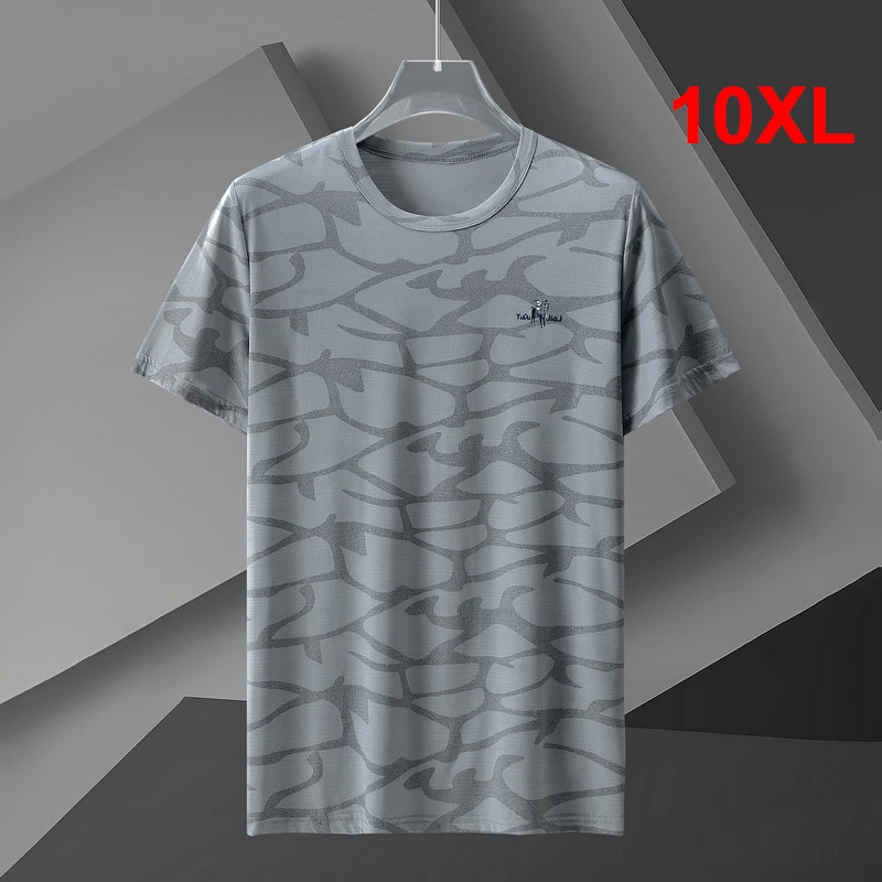 10XL Plius Dydis Baggy Marškinėlius Vyrų 2021 M. Vasaros T Shirt Cool Kvėpuojantis Mados trumpomis Rankovėmis T-shirt Elastingumą Viršūnes Tees HA177