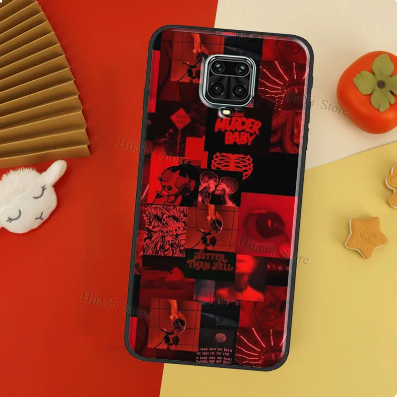 Raudona Estetinės Koliažas Už Xiaomi Redmi 10 Pastaba Pro 8T 9S Pastaba 7 8 9 Pro Atveju Redmi K40 9C 9A 9T Galinį Dangtelį