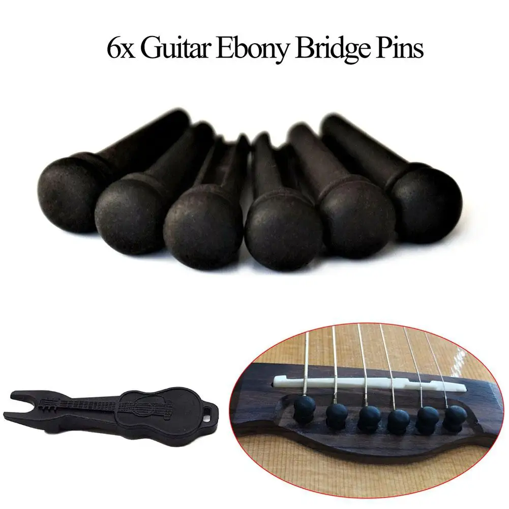 6 Vnt./set String Nagai Pin Akustinė Gitara Ebony Tilto Kaiščiai + Smeigtukai Kamščiatraukis Guitarra Priedai Styginis Muzikos Instrumentas