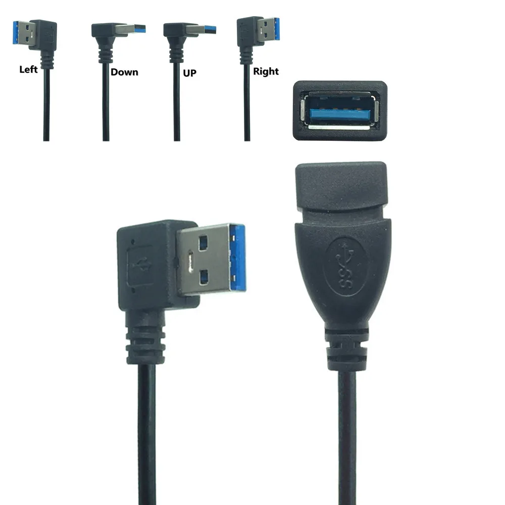 USB 3.0 Vyrų ir Moterų USB prailginimo Kabelis Dešinysis Kampas 90 Laipsnių USB Adapteris AUKŠTYN/Žemyn/Kairėn/Dešinėn Cabo USB 0,2 M