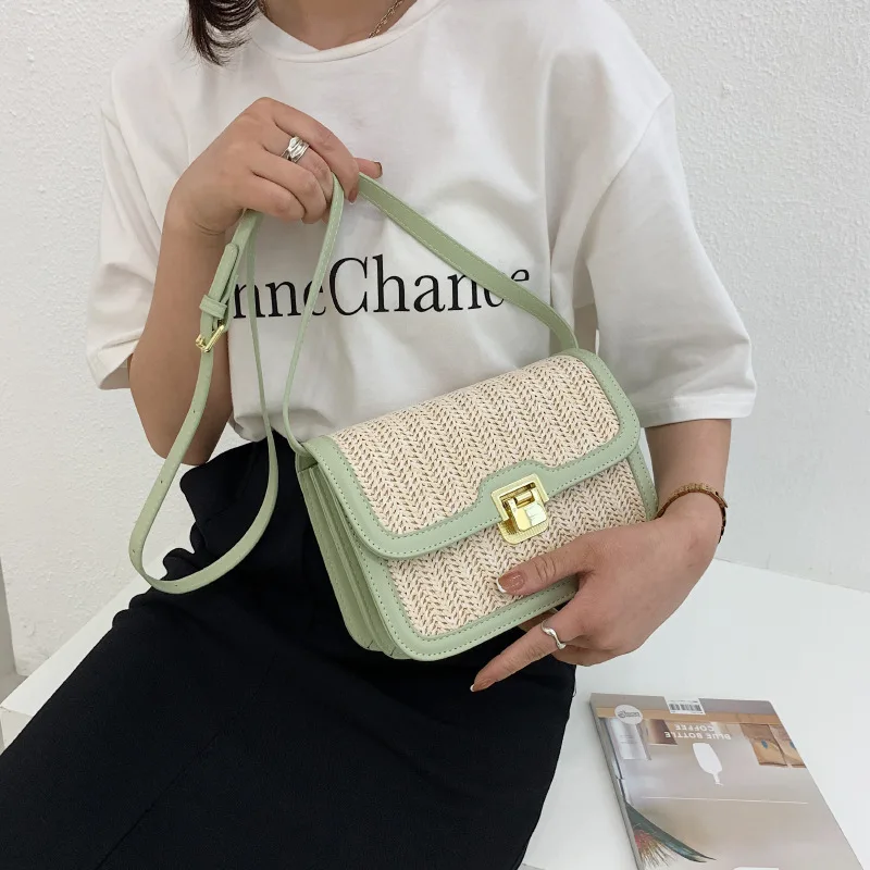 Vasaros Mažų Šviežių Šiaudų Mažas Kvadratas Maišelį Pečių Maišą Moterų 2021 Naujos Tekstūros Populiarus Korėjos Versija Japonų Krepšys