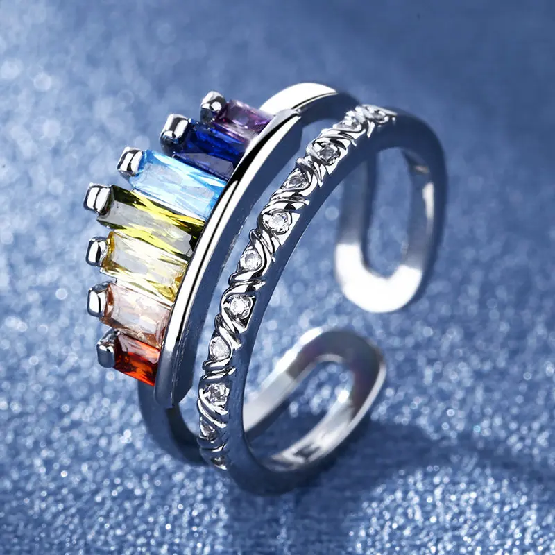 Vaivorykštė Akmens Korėjos Naujas Mados Juvelyrikos Karūna Už Moterų Žiedo Atidarymo Reguliuojamas Asmenybės Dizaino Žiedas Nemokamas Pristatymas