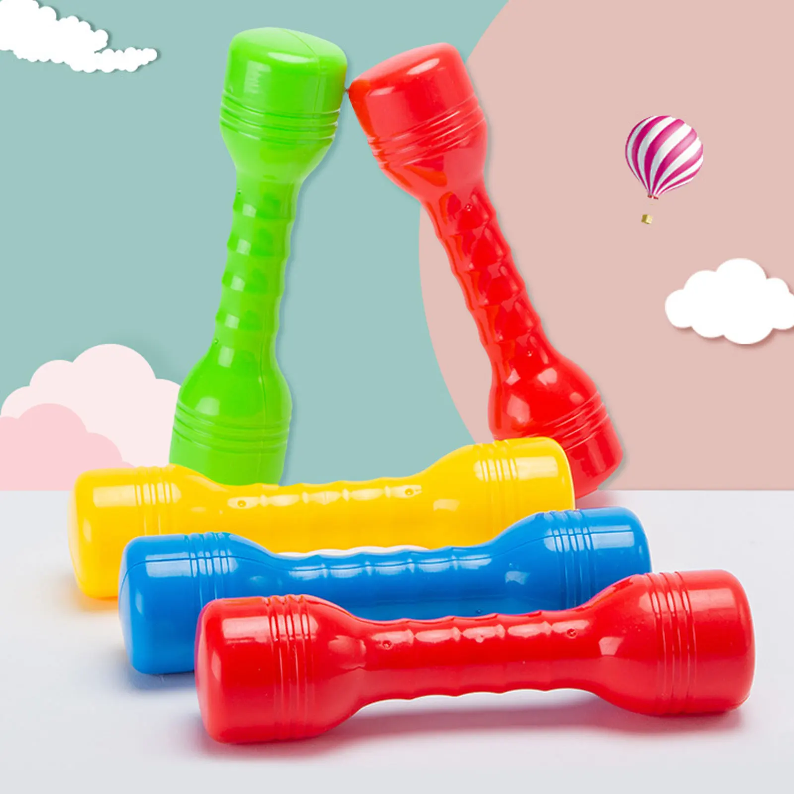 2 VNT ABS Vaikų Plastikiniai Dumbell Fitneso Įranga Vaikai Mokymų Veiklos Lauko Šokių Įrankis Treniruotės Naudotis Žaislas 19X5cm