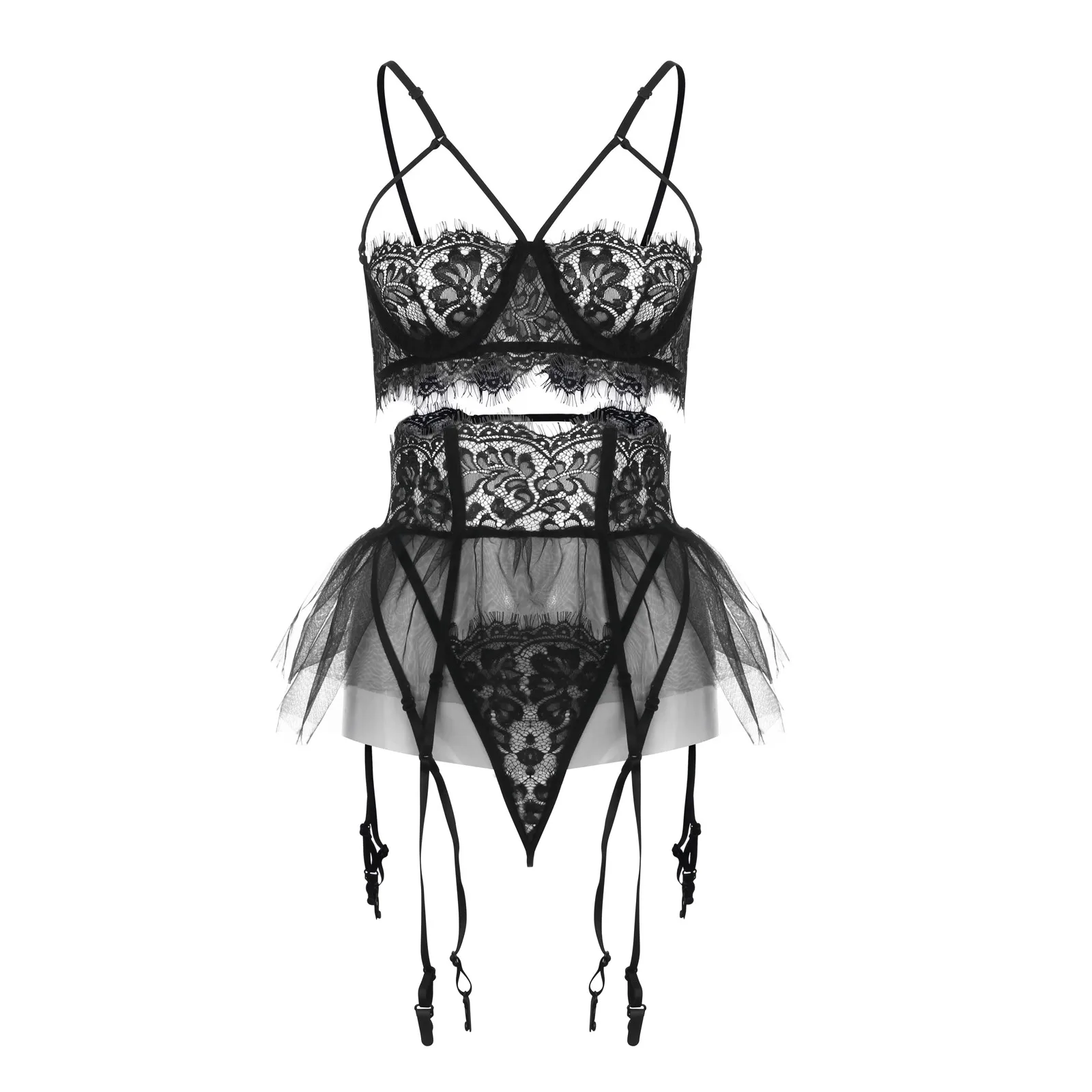 Seksualus Bikini Komplektas Naujas Seksualus Mados Nėriniai moteriškas apatinis Trikotažas, Apatiniai Sleepwear G-string Pižama Keliaraištis Biquinis Kostium Kapielowy 2021