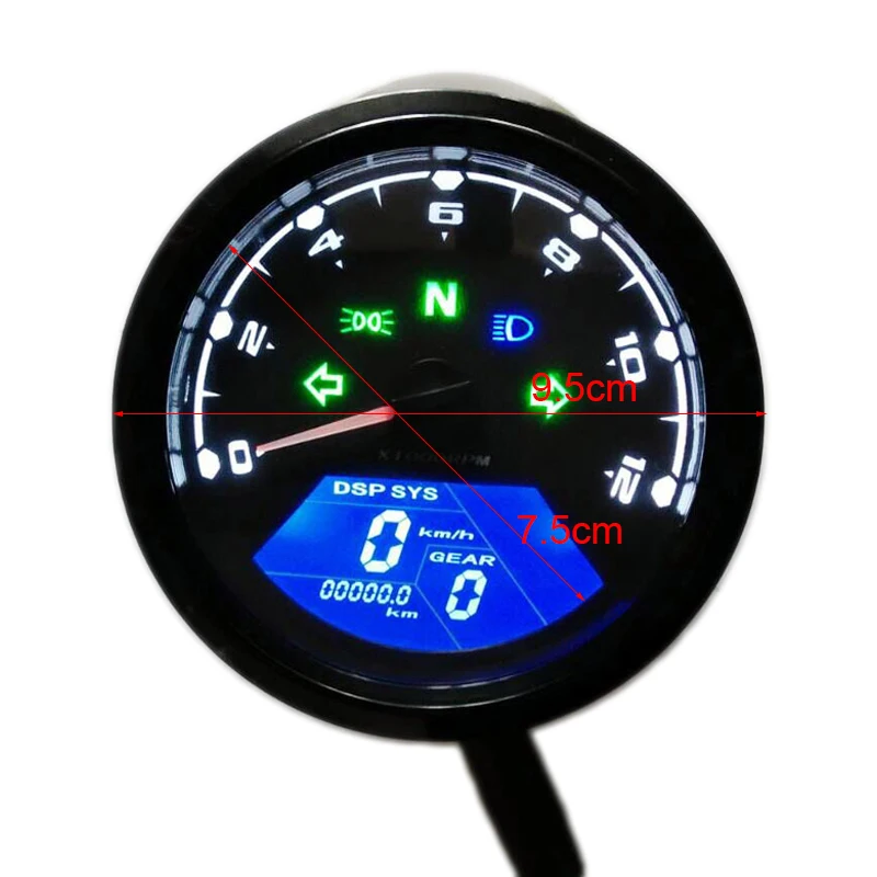 Universalus Skaitmeninis Motociklo Dual Greitis LCD Ekranas Spidometras Odometras Techometer Indikatorius