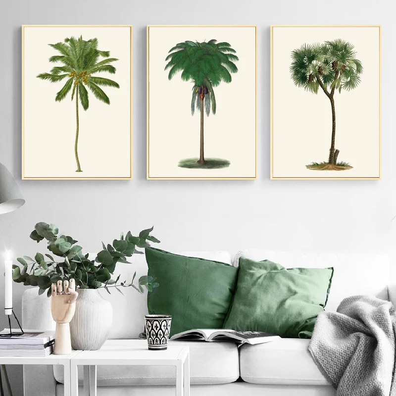 Atogrąžų Palmių Senovinių Iliustracijų, Plakatų, piešinių ir Spaudinių Palmių Botanikos Nuotraukas, Namų Dekoro Sienos Meno Tapybos Drobės