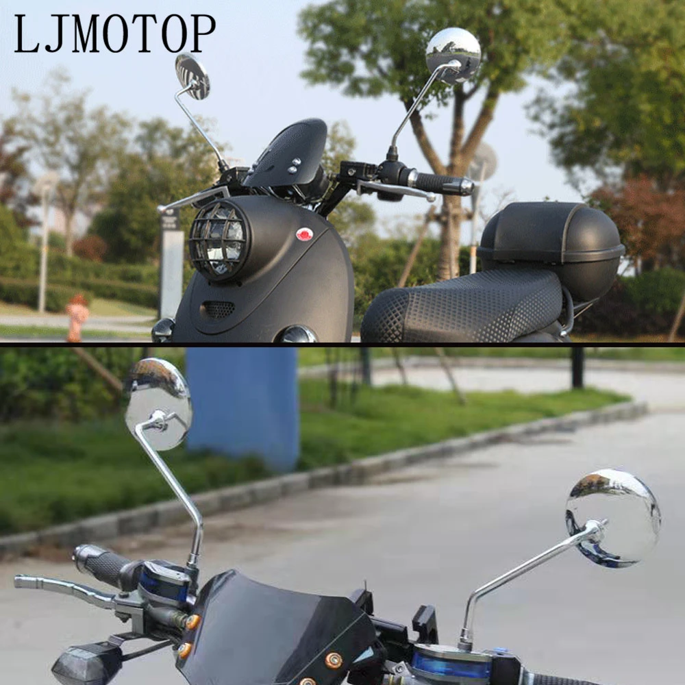 Motociklo Galinio vaizdo Veidrodėlis 8mm 10mm Pusės Veidrodėlis, Apvalus Sidabro Yamaha XMAX250 XMAX400 XMAX300 VMAX VMAX 1700 VMAX 1200