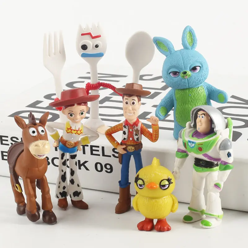 7pcs/set Žaislų Istorija 4 Veiksmų Skaičius, Žaislų Sumedėjusių Buzz Lightyear Jessie Forky Lėlės Kolekcines, Animacinių filmų Modelis Žaislai Vaikams Dovanos