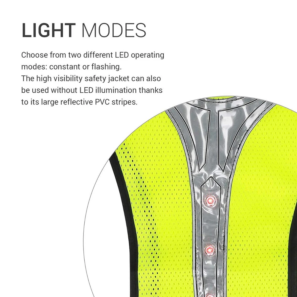 Dviračių Atspindinti Liemenė LED Veikia Lauko Saugos Bėgiojimas Kvėpuojantis Matomumas Atspindintis LED Saugos Liemenė Didelio Matomumo