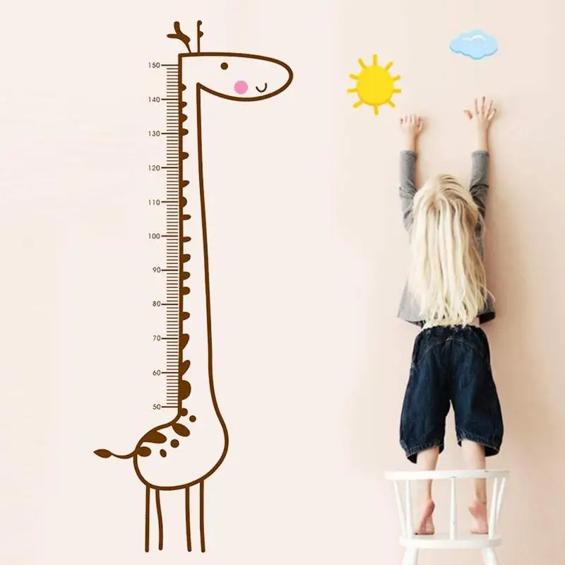 Žirafa Aukštis Priemonė Siena Lipdukas Šeimų Vaikams Kambariai Aukštis Diagramos Valdovas Namų Dekoravimo Lipdukus 