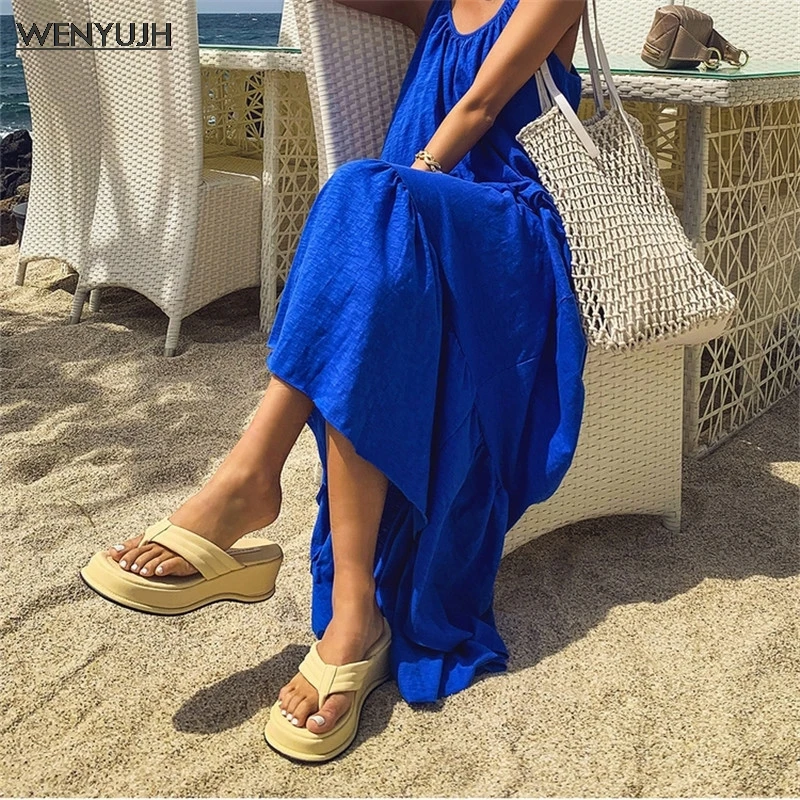 Stambusis Kulno Vasaros Paplūdimio Platforma Flip Šlepetės Moterims Skaidres Dirbtiniais Sueded Atidaryti Tne Minkštas Vienintelis Dizaineris Sandalai Moterims Y2K Batai