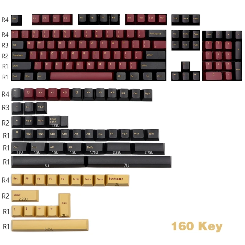 Keycap Klavišą padengti 160 KLAVIŠUS Vyšnių Profilis Raudona Samurai Keycap Double Shot Storio PBT Klaviatūros Keycap