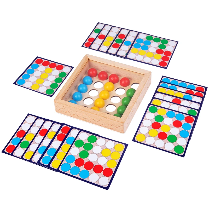 Montessori Mokymo Žaislas Medinis Piršto Karoliukais, Žaislų, Spalvotų Granulių Stalo Žaidimas Vaikams Logika Koncentracija smulkiosios motorikos Mokymo Žaidimas