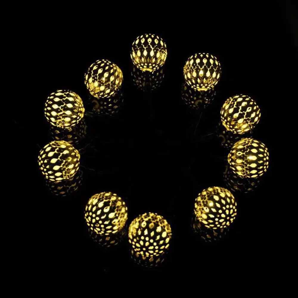 Saulės LED Žibintai String Maroko Kamuolys Žibintų Pasakų Lengvoji Grandinė Vandeniui String Žibintai Aukso, Sidabro Atveju, Kiemo, Sodo Lempos