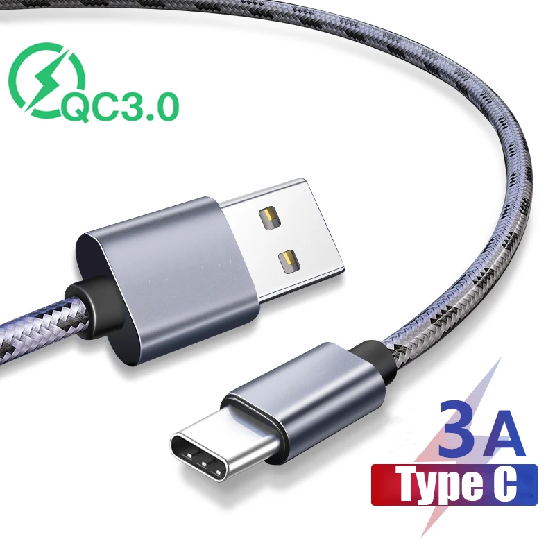 3A USB C Kabelio QC 3.0 C Tipo USB Kabelis, Greitas Įkroviklis Vielos Juosta C Telefonų Įkrovimo Laidas Greitai Įkrauti 3.0 Kabelis Samsung 