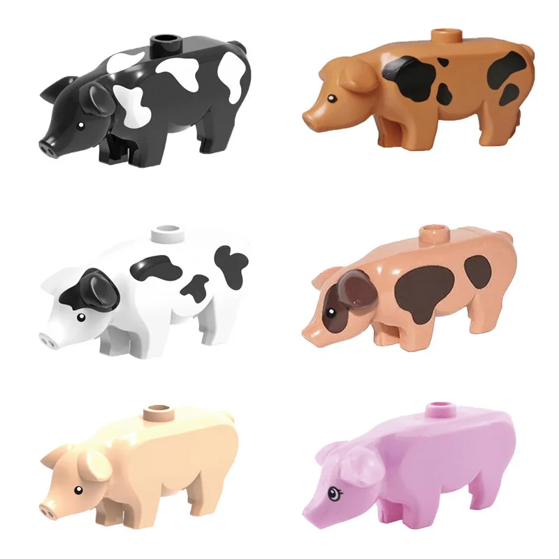 Naujas 6pcs/maišas Kiaulių Gyvūnų Ūkyje Nustatyti SS Blokai Modelis Plytų Modelio Švietimo Žaislai Vaikams