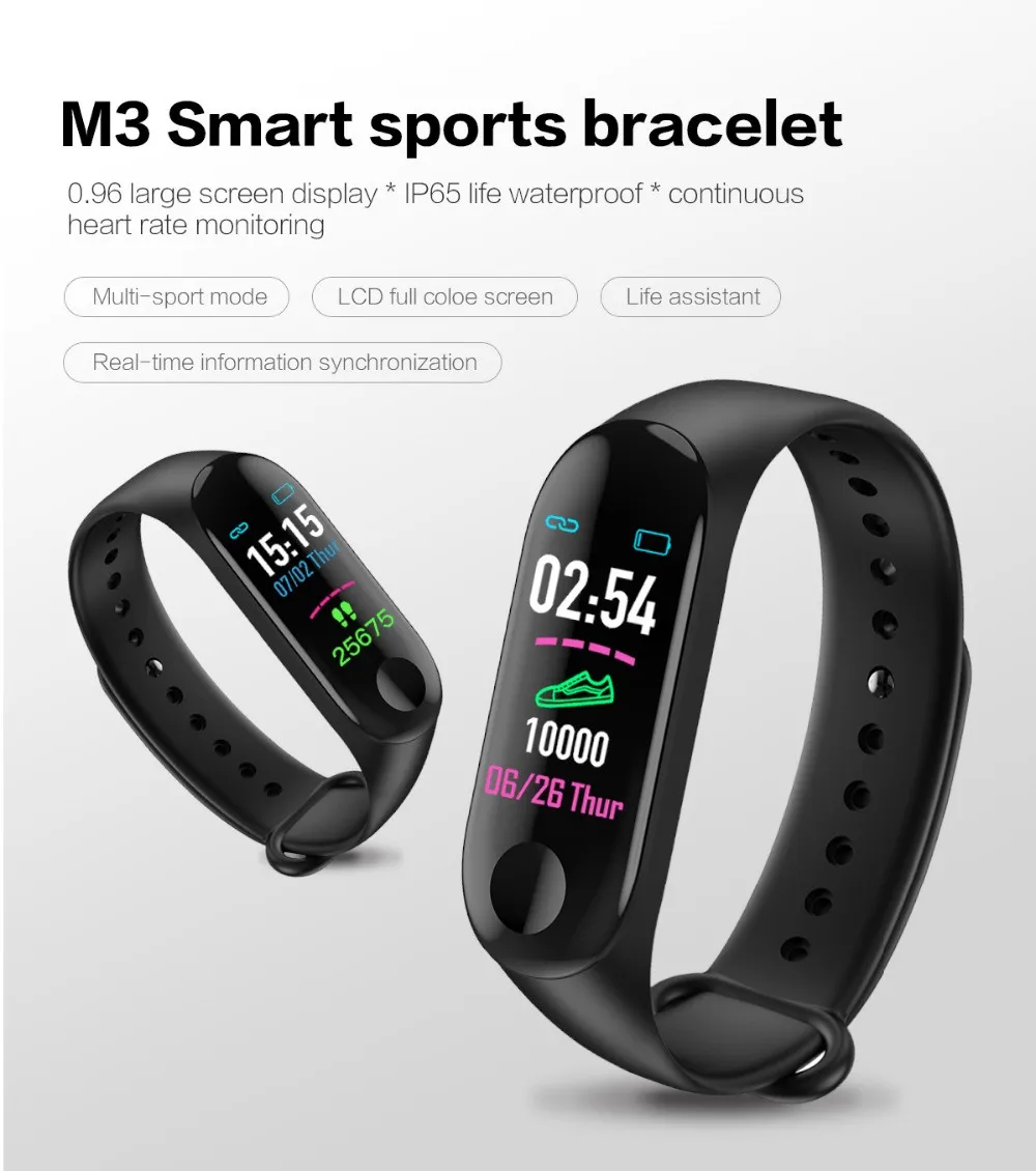 M3 Smart Apyrankė vyrams su keičiamais dirželiai smart apyrankę su širdies ritmo monitorius fitness tracker Smart Žiūrėti