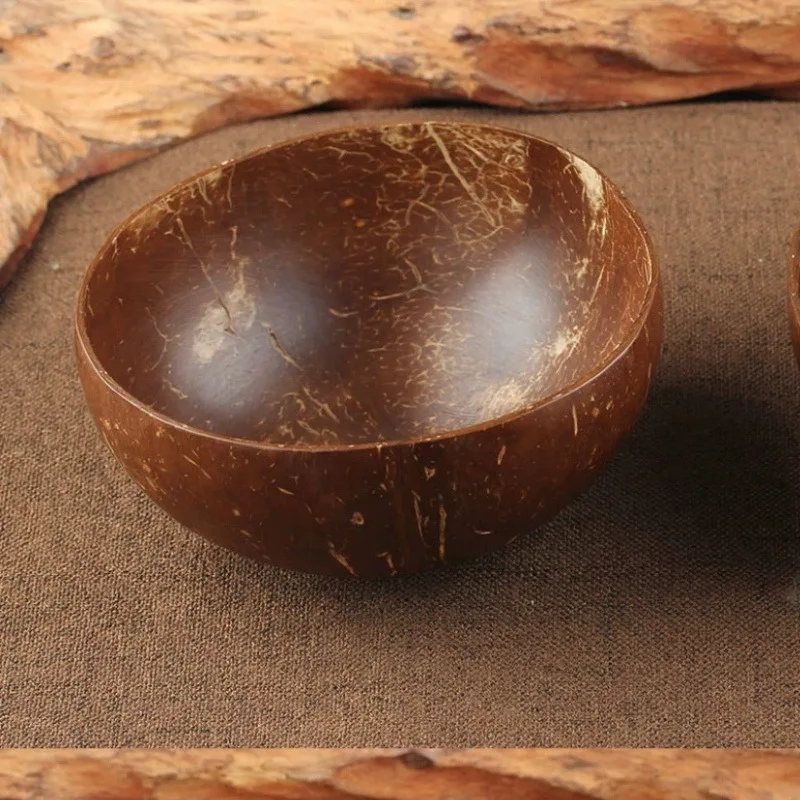 Kokoso lukšto dubuo nerūdijančio plieno šaukštas šakutė vaisių salotos natūralus kokoso vaisių dubuo virtuvės makaronai ryžių dubenėlį amatų papuošalai