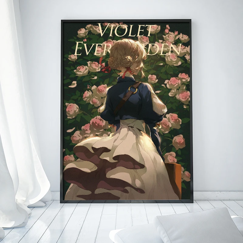 Japonų Anime Mergina Violetinė Evergarden Modulinės Drobės Tapybos Sienos Meno, Plakato Spausdinimas Šiuolaikinio Gyvenimo Kambario, Miegamasis Namų Dekoro