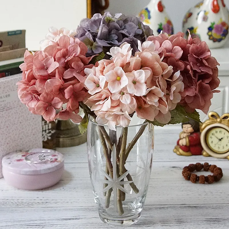Europos retro rudenį Britų Hydrangea mažas filialas, dirbtinio šilko gėlių vestuvių užrašų knygelė 