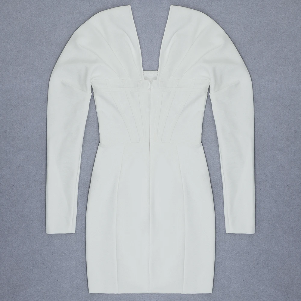 Vero Sinly Moterų Žiemos Seksualus Ilgomis Rankovėmis Off Peties Baltas Mini Tvarstis Suknelė 2020 Elegantiškas Vakaras Šalis Suknelė Vestidos