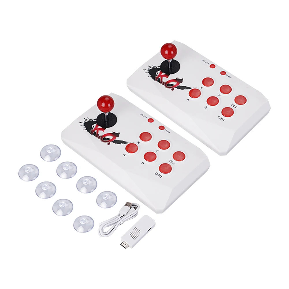 Dvigubos Vibracijos Aišku Valdytojas Gamepad Mini Vaizdo Žaidimų Konsolės w/ 2 Belaidžiai Arcade Kovoti Stick Suderinama Produkcija