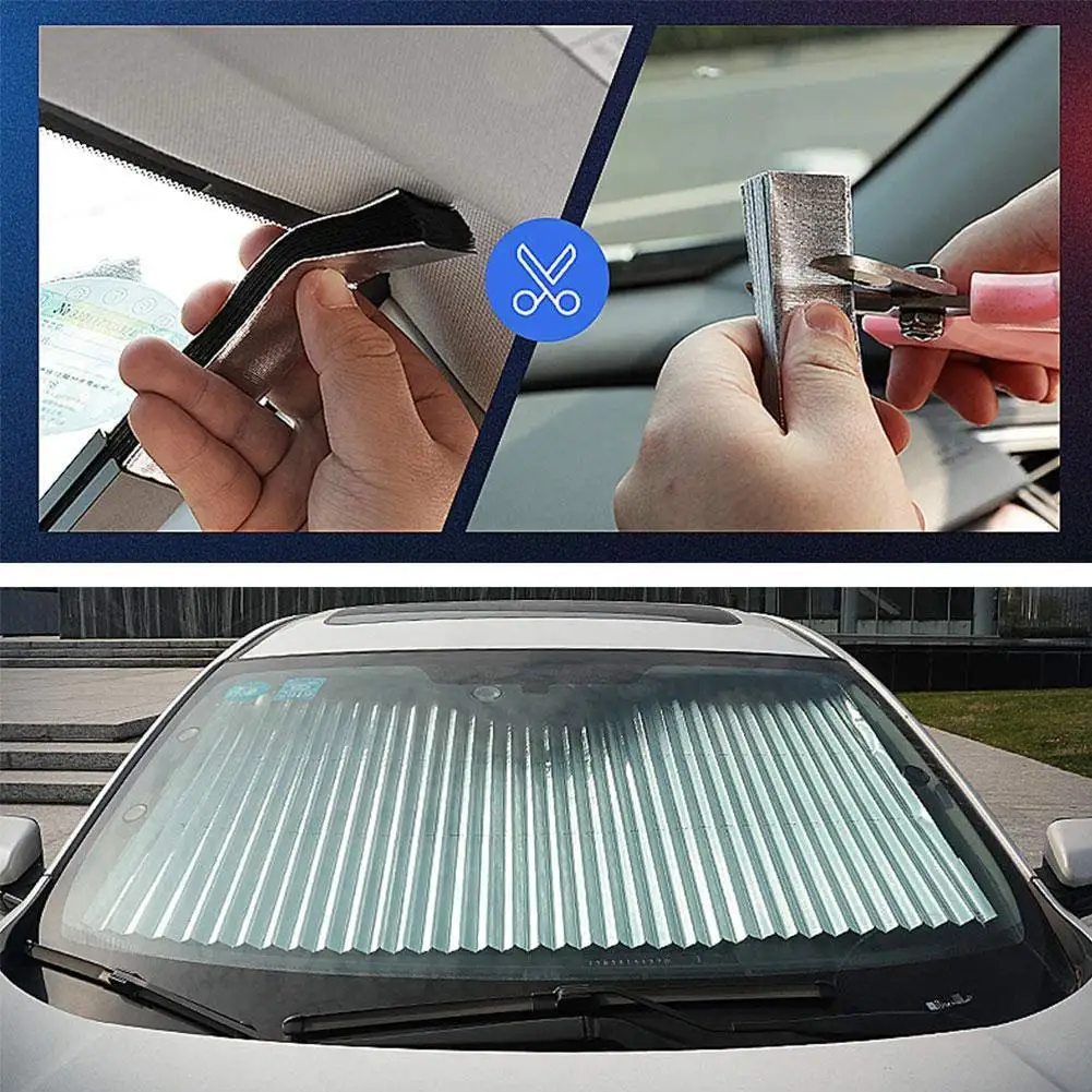 Anti-UV Automobilio priekinio, galinio Stiklo Užuolaida Automobilių skėtį nuo saulės Padengti Bagažo Nustatyti Lankstymo šviesą Atspindinčios Plėvelės Užuolaidos Automobilių Saulė Pavėsyje Dropshipping