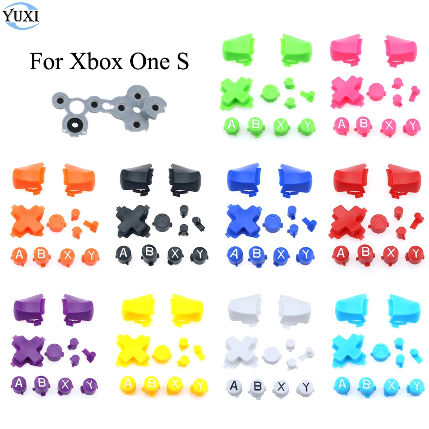 YuXi 10 spalvų ABXY D-pad skersine Kryptimi Mygtukai Mod Kit LT RT Mygtukas + Laidžios Gumos Padas Xbox One S Slim Valdytojas
