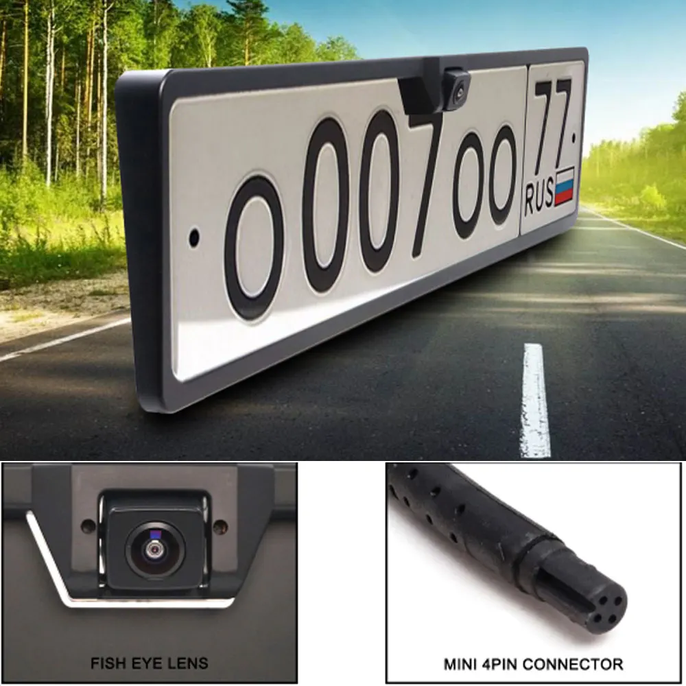 Europos Automobilių Licenciją Plokštės Rėmas Priekiniai/Galiniai Peržiūrėti Laidinio Kamera Auto Transporto priemonių atsarginės automobilių Stovėjimo aikštelė Reverse 180° HD Naktinio Matymo Kamera