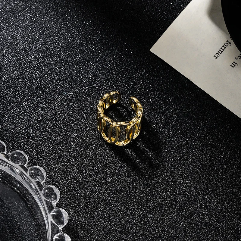 Tuščiaviduriai Iš Geometrinių Pločio Žiedai Moterų 2020 M. Naujų Papuošalų Aukso Atidaryti Žiedas Reguliuojamas Bague Bijoux
