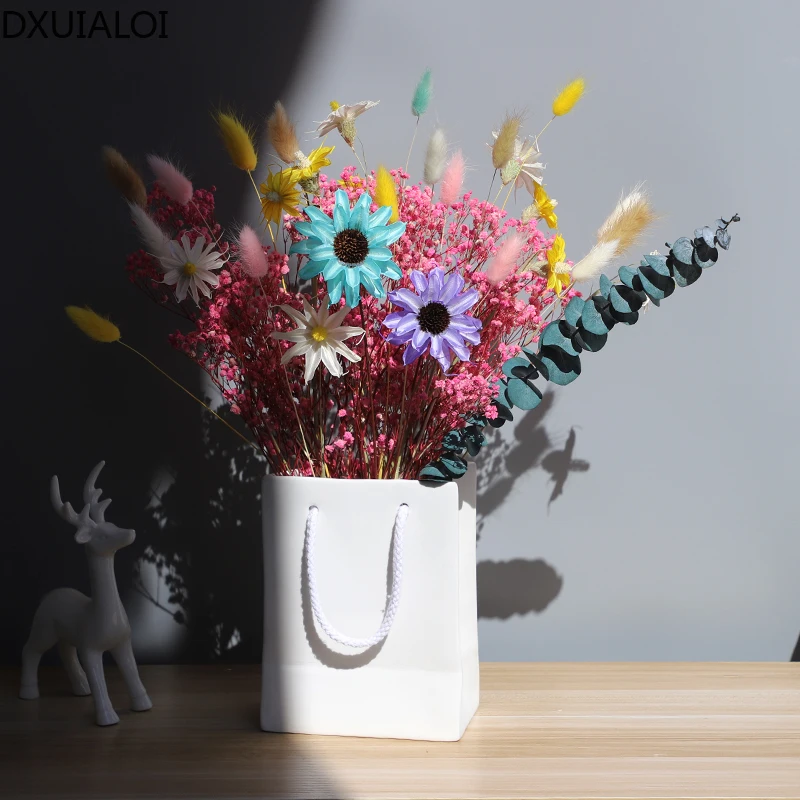 Šiaurės kūrybinė asmenybė gėlių gypsophila džiovintų gėlių keramikos vaza namų dekoro priedai šiuolaikinio gyvenimo kambario, biuro dekoras